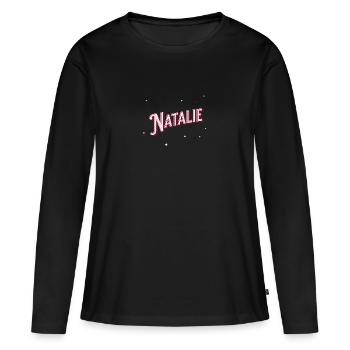 Le prénom de Natalie personnalisé - T-shirt manches longues Premium bio Femme - noir - Devant - Julia (174cm)