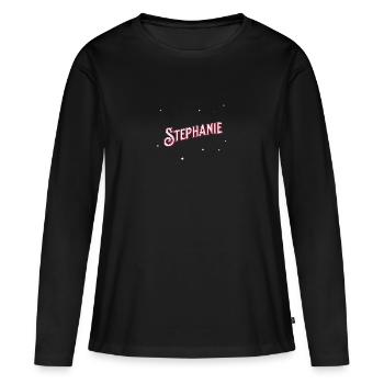 Le prénom de Stéphanie personnalisé - T-shirt manches longues Premium bio Femme - noir - Devant - Julia (174cm)