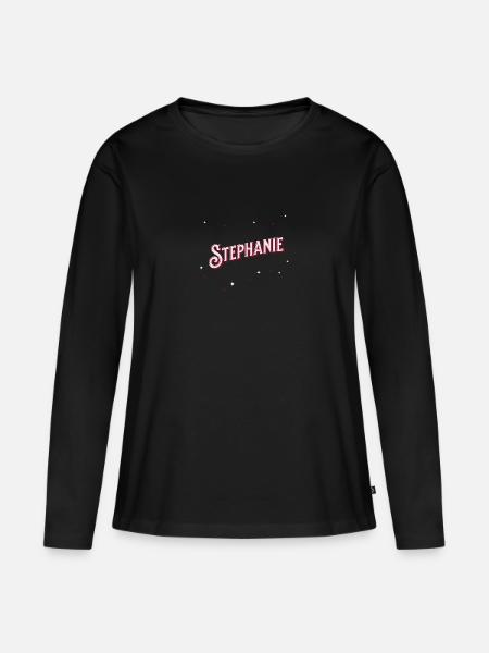 Stephanie Namen personalisiert - Frauen Premium Bio Langarmshirt - Schwarz