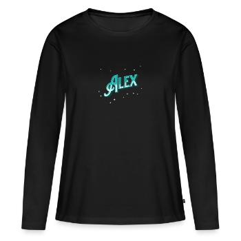 Le prénom d’Alex personnalisé - T-shirt manches longues Premium bio Femme - noir - Devant - Julia (174cm)