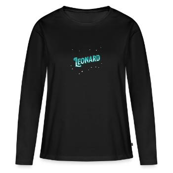 Leonard nom personnalisé - T-shirt manches longues Premium bio Femme - noir - Devant - Julia (174cm)
