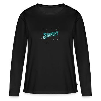 Nom Stanley Personnalisé - T-shirt manches longues Premium bio Femme - noir - Devant - Julia (174cm)