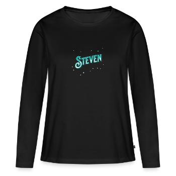 Steven Namen personalisiert - Frauen Premium Bio Langarmshirt - Schwarz - Vorne - Julia (174cm)