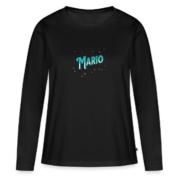Le nom de Mario personnalisé - T-shirt manches longues Premium bio Femme - noir - Devant - Julia (174cm)