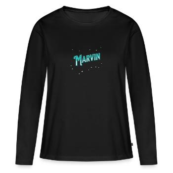Nom Marvin personnalisé - T-shirt manches longues Premium bio Femme - noir - Devant - Julia (174cm)