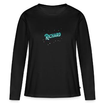 Richard Namen personalisiert - Frauen Premium Bio Langarmshirt - Schwarz - Vorne - Julia (174cm)