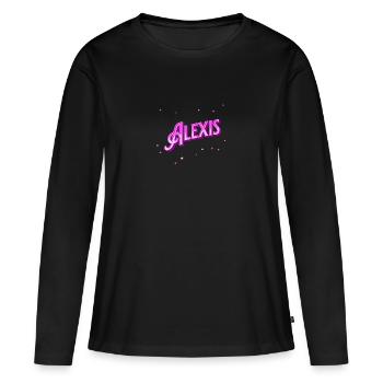 Le prénom d’Alexi personnalisé - T-shirt manches longues Premium bio Femme - noir - Devant - Julia (174cm)