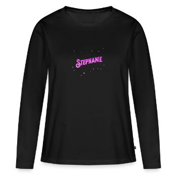 Le prénom de Stéphanie personnalisé - T-shirt manches longues Premium bio Femme - noir - Devant - Julia (174cm)
