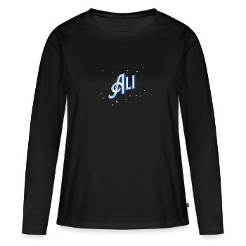 Ali nom personnalisé - T-shirt manches longues Premium bio Femme - noir - Devant - Julia (174cm)