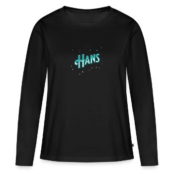 Le nom de Hans personnalisé - T-shirt manches longues Premium bio Femme - noir - Devant - Julia (174cm)