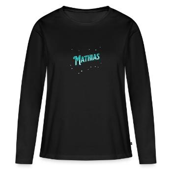 Mathias Namen personalisiert - Frauen Premium Bio Langarmshirt - Schwarz - Vorne - Julia (174cm)