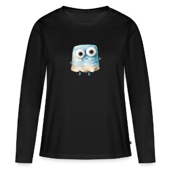 Mignon monstre aquarelle - T-shirt manches longues Premium bio Femme - noir - Devant - Julia (174cm)