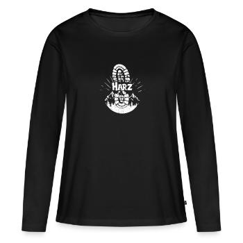 Harz Skifahren Berg Wandern im Harz - Frauen Premium Bio Langarmshirt - Schwarz - Vorne - Julia (174cm)