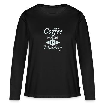 Le café me rend moins meurtrier - T-shirt manches longues Premium bio Femme - noir - Devant - Julia (174cm)