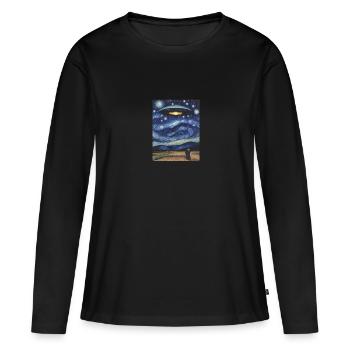 UFO Art Drôle et créatif UAP UFO - T-shirt manches longues Premium bio Femme - noir - Devant - Julia (174cm)
