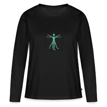 Création d’extraterrestres UFO Contact Alien - T-shirt manches longues Premium bio Femme - noir - Devant - Julia (174cm)