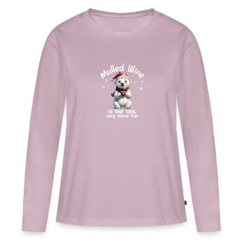 Marché de Noël drôle vin chaud boisson dictons - T-shirt manches longues Premium bio Femme - rose poudré - Devant - Julia (174cm)