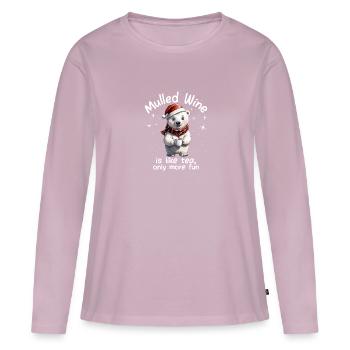 Marché de Noël drôle vin chaud boisson dictons - T-shirt manches longues Premium bio Femme - rose poudré - Devant - Julia (174cm)