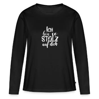 Ich bin so stolz auf dich Spruch Anerkennung - Frauen Premium Bio Langarmshirt - Schwarz - Vorne - Julia (174cm)