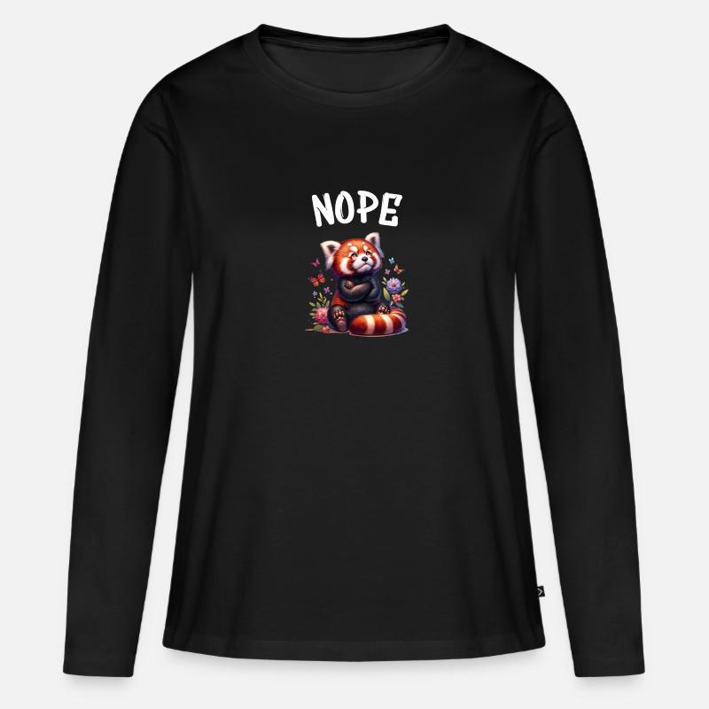 Roter Panda Lustiger Spruch Nope Feuerfuchs - Frauen Premium Bio Langarmshirt - Schwarz