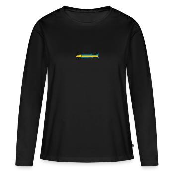Schweden Angeln Fischer Angler Geschenkidee Tshirt - Frauen Premium Bio Langarmshirt - Schwarz - Vorne - Julia (174cm)