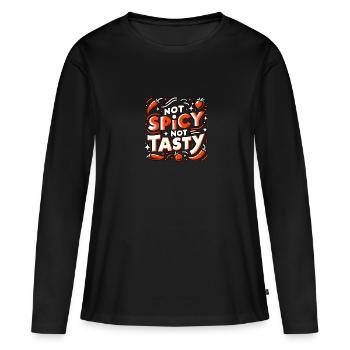 Pas épicé pas savoureux Nourriture épicée - T-shirt manches longues Premium bio Femme - noir - Devant - Julia (174cm)