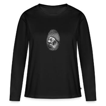 Spaniel Fingerprint Kreativer Spaniel - Frauen Premium Bio Langarmshirt - Schwarz - Vorne - Julia (174cm)