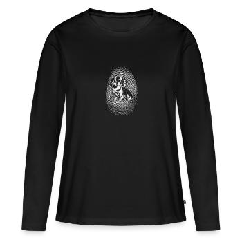 Spaniel Fingerprint Kreativer Spaniel - Frauen Premium Bio Langarmshirt - Schwarz - Vorne - Julia (174cm)