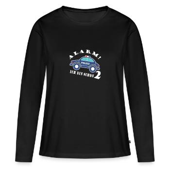 Alarm ich bin schon 2 Polizei - Frauen Premium Bio Langarmshirt - Schwarz - Vorne - Julia (174cm)