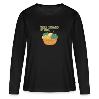 Crochet - T-shirt manches longues Premium bio Femme - noir - Devant - Julia (174cm)