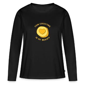 Pièces collecteurs de pièces Numismatique - T-shirt manches longues Premium bio Femme - noir - Devant - Julia (174cm)