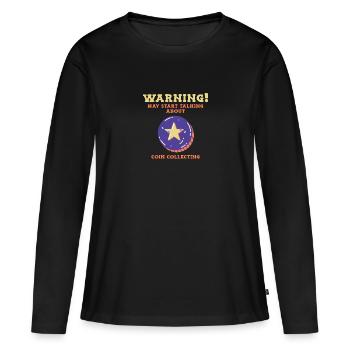 Pièces collecteurs de pièces Numismatique - T-shirt manches longues Premium bio Femme - noir - Devant - Julia (174cm)