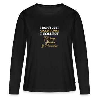 Pièces collecteurs de pièces Numismatique - T-shirt manches longues Premium bio Femme - noir - Devant - Julia (174cm)