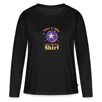 Pièces collecteurs de pièces Numismatique - T-shirt manches longues Premium bio Femme - noir - Devant - Julia (174cm)