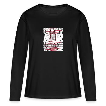 Fluglotse Flughafen Tower - Frauen Premium Bio Langarmshirt - Schwarz - Vorne - Julia (174cm)