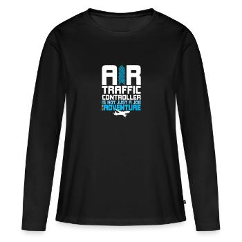 Fluglotse Flughafen Tower - Frauen Premium Bio Langarmshirt - Schwarz - Vorne - Julia (174cm)