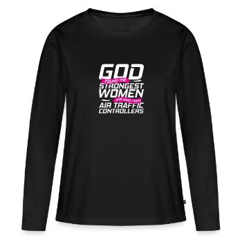 Fluglotse Flughafen Tower - Frauen Premium Bio Langarmshirt - Schwarz - Vorne - Julia (174cm)