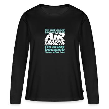 Fluglotse Flughafen Tower - Frauen Premium Bio Langarmshirt - Schwarz - Vorne - Julia (174cm)