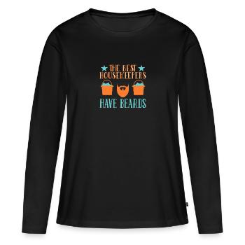 Femme de ménage Ménage - T-shirt manches longues Premium bio Femme - noir - Devant - Julia (174cm)