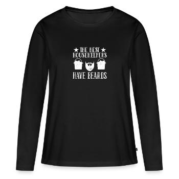 Femme de ménage Ménage - T-shirt manches longues Premium bio Femme - noir - Devant - Julia (174cm)