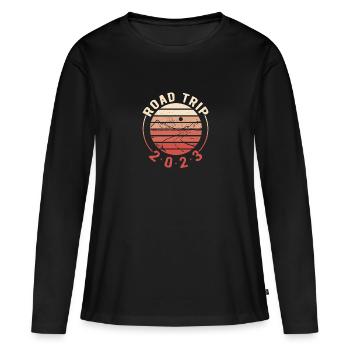 Road Trip - T-shirt manches longues Premium bio Femme - noir - Devant - Julia (174cm)