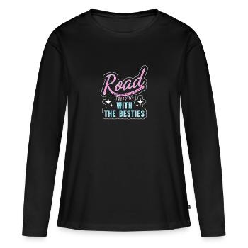 Road Trip - T-shirt manches longues Premium bio Femme - noir - Devant - Julia (174cm)