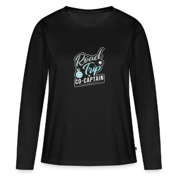 Road Trip - T-shirt manches longues Premium bio Femme - noir - Devant - Julia (174cm)