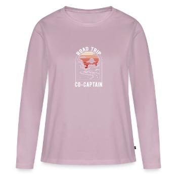 Road Trip - T-shirt manches longues Premium bio Femme - rose poudré - Devant - Julia (174cm)