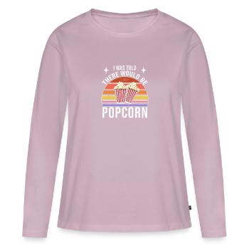 Pop-corn - T-shirt manches longues Premium bio Femme - rose poudré - Devant - Julia (174cm)