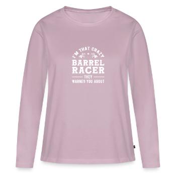 Course de barils - T-shirt manches longues Premium bio Femme - rose poudré - Devant - Julia (174cm)