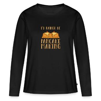 Pfannkuchen - Frauen Premium Bio Langarmshirt - Schwarz - Vorne - Julia (174cm)