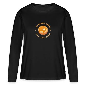 Pfannkuchen - Frauen Premium Bio Langarmshirt - Schwarz - Vorne - Julia (174cm)