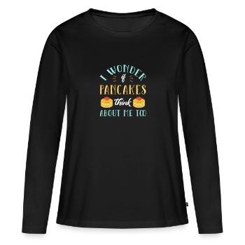 Pfannkuchen - Frauen Premium Bio Langarmshirt - Schwarz - Vorne - Julia (174cm)