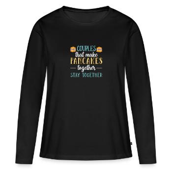 Pfannkuchen - Frauen Premium Bio Langarmshirt - Schwarz - Vorne - Julia (174cm)